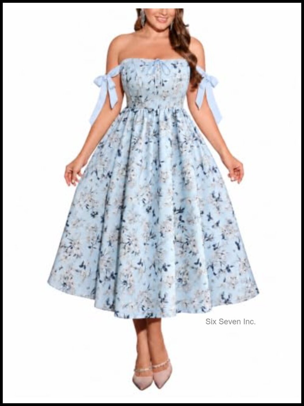 Plus Size Corset Midi Dress Floral Jacquard Wedding Guest